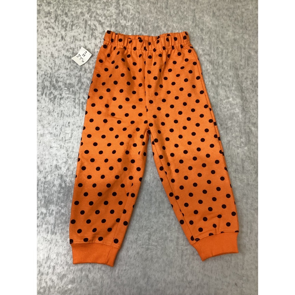 Disney Minnie Mouse Toddler Girls Orange Black Polka Dot Jogger Pants 2T NWT